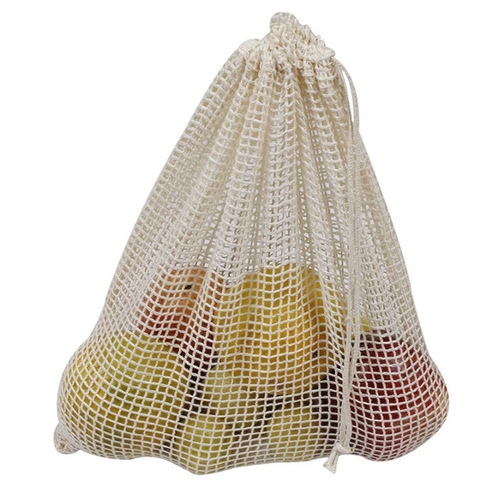 Amazon drawstring cotton mesh bag supermarket mesh vegetable shopping bag fruit mesh bag