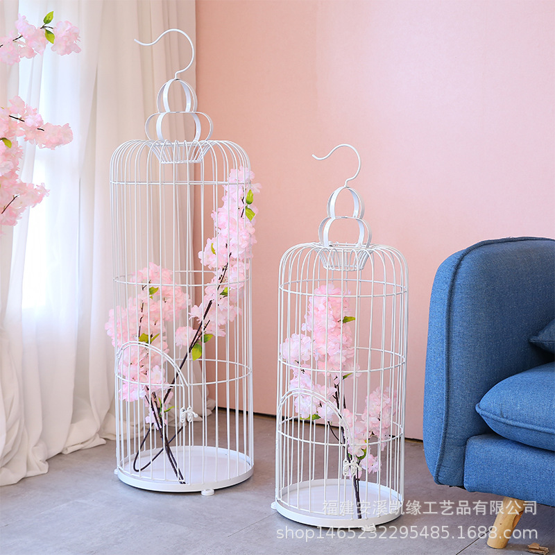 Nordic hierro decorativo jaula de pájaros boda decoración de la ventana de la boda de metal accesorios de fotografía simple jaula de pájaros de oro