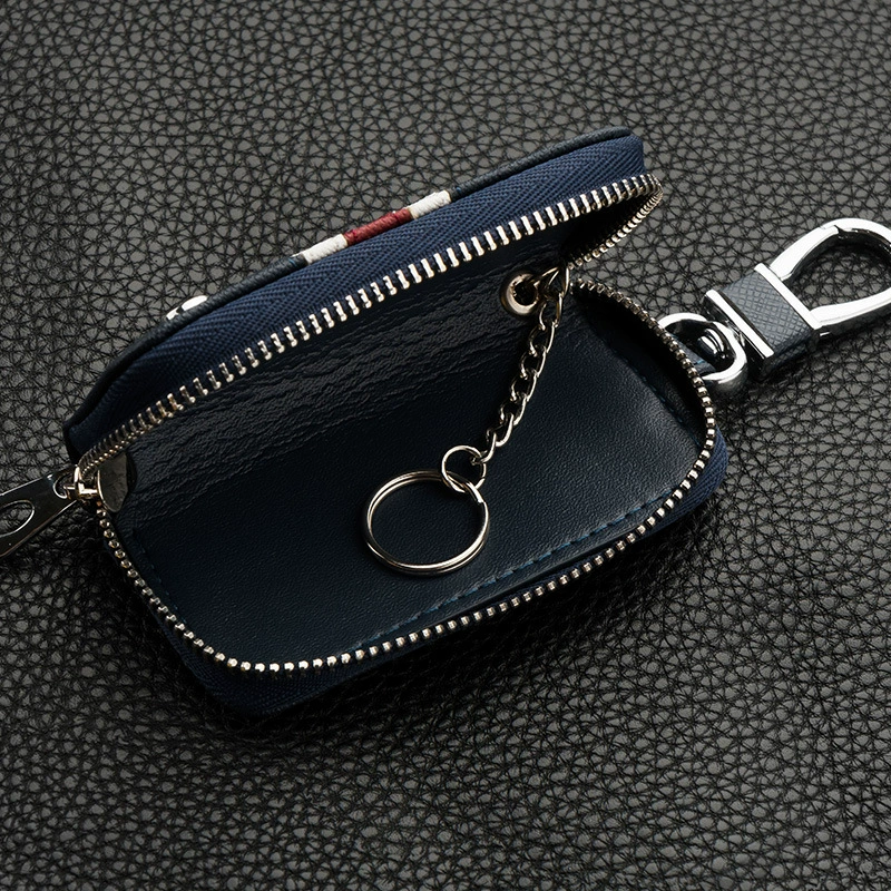 Car keys, modern key bag with zipper, three colors