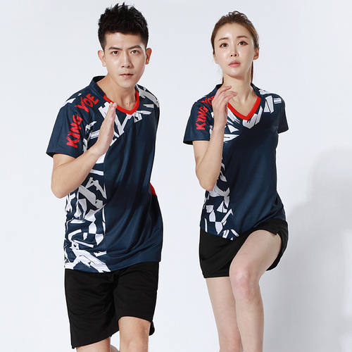 Badminton Suit Set Men's and Women's Short Sleeve Quick Dry Volleyball Tennis Table Tennis Sports Wear Competition Clothes Custom 