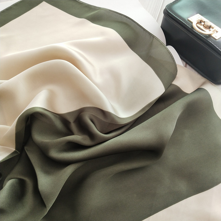 Satin Material Color Block Pattern Women's Elegant Color Block Satin Silk Scarf