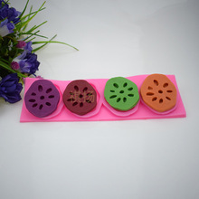 廠家批發4連藕片液態翻糖蛋糕香薰石膏硅膠模具diy巧克力餅干模具