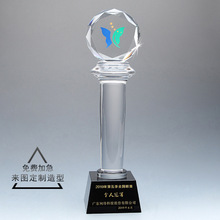 水晶奖杯创意免费刻字企业活动优秀员工比赛罗马柱冠军杯批发制作