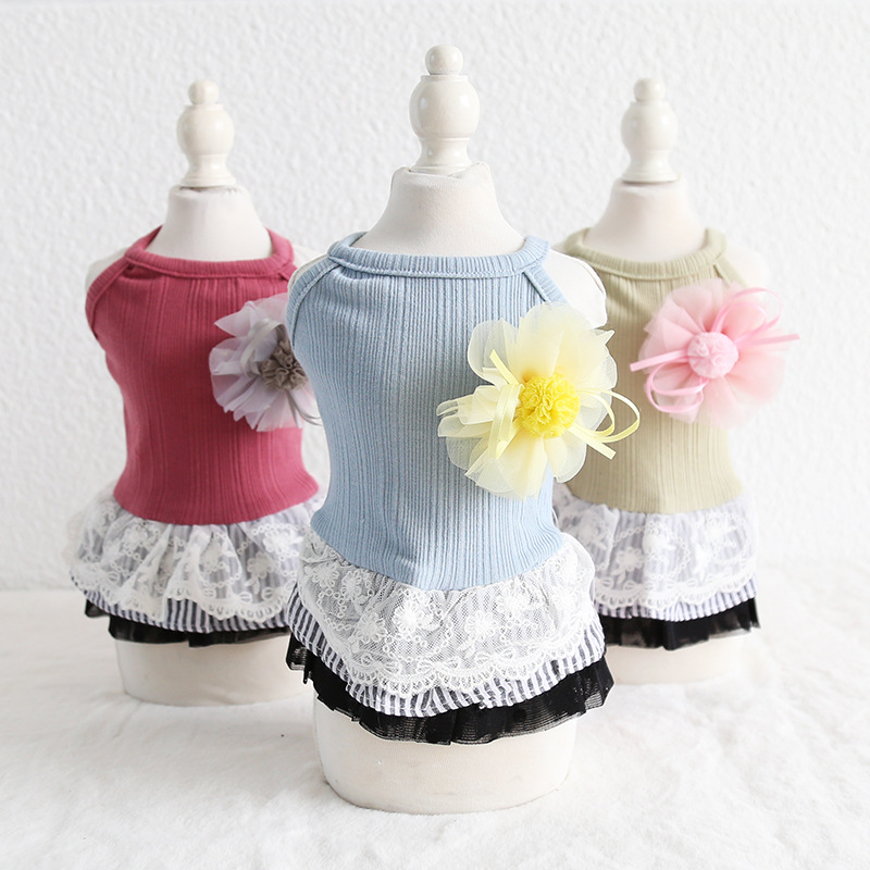 竖条胸花拼布裙