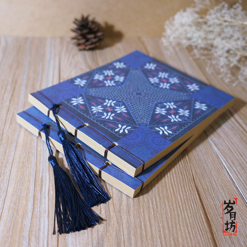 Plaza DE LA LUNA vieja estilo antiguo lleno de hilos de papel Kraft libro en blanco Vintage lleno de hilos libro hecho a mano estilo chino caja de jade estilo antiguo elegante