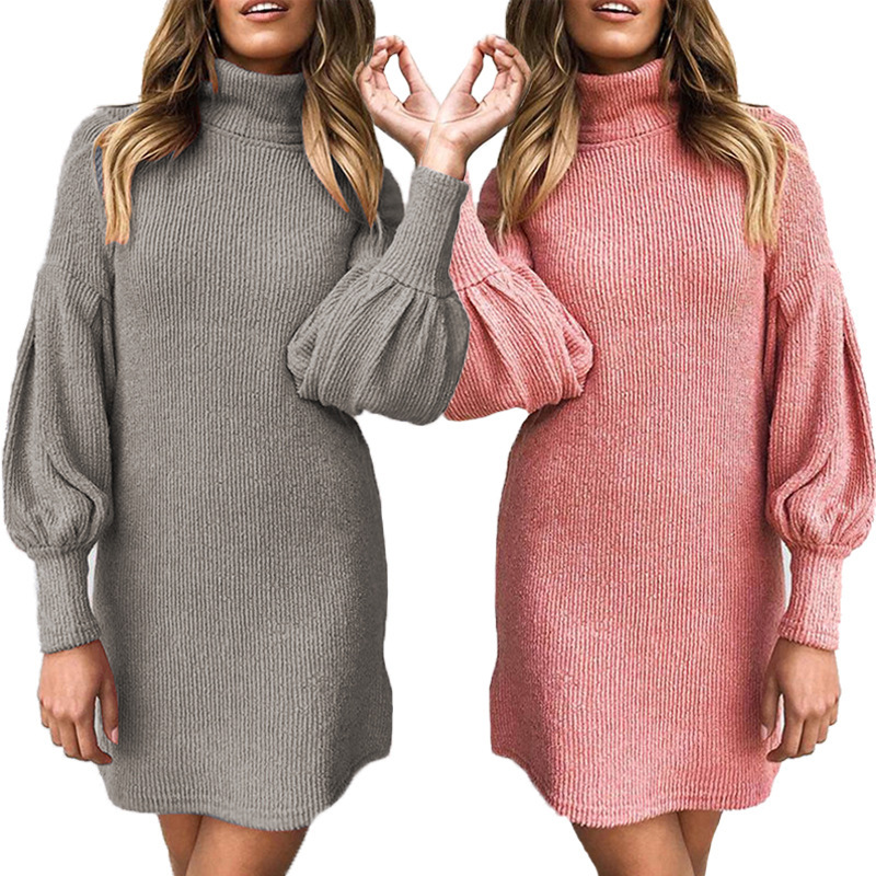 solid color Thread Round Neck Long Sleeve Dress nihaostyles clothing wholesale NSSYV107440