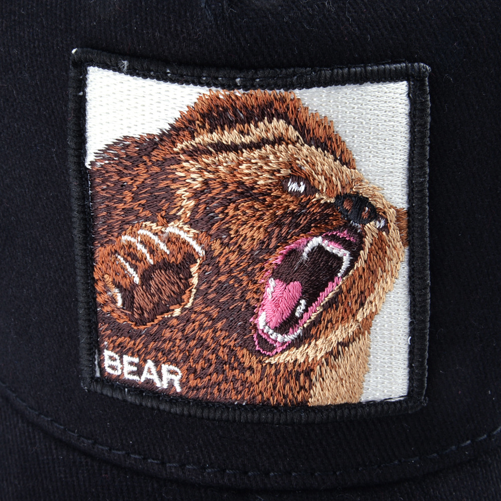 Baseball Cap Brown Bear Embroidery Cotton Summer Fashion Unisex_voghion.com