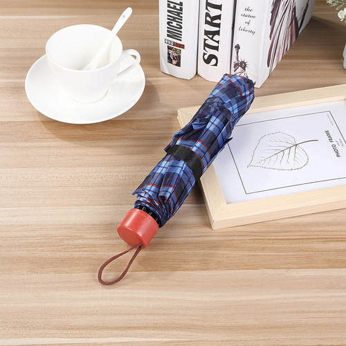 8K lattice umbrella classic tri-fold umbrella portable mini folding short handle umbrella promotional gift umbrella manufacturer direct sale