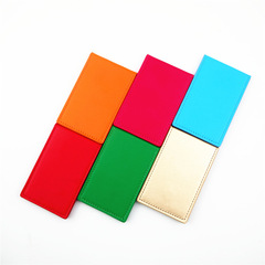 PU leather stainless steel folding cosmetic mirror desktop leather folding mirror creative gift factory