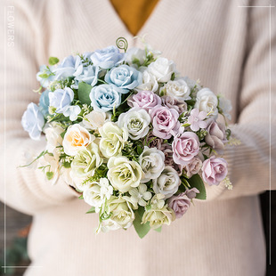 Nordic INS10 Simulation Little Rose Silk Beast Plastic Flower Head Artificial Flower Wholesale Wedding Wall