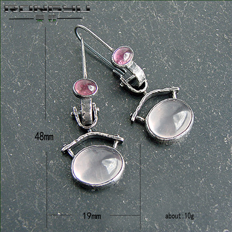 Pendientes De Calcedonia De Amatista De Imitación Pendientes De Piedra Lunar Vintage Creativos Europeos Y Americanos display picture 1