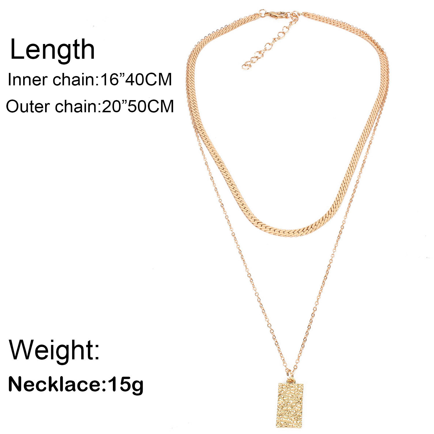 Wild Geometric Chain Item Decoration Simple Embossed Square Pendant Necklace Female display picture 1
