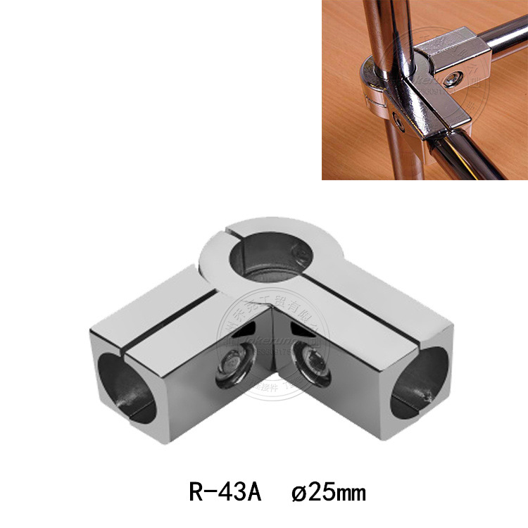 厂家供应25mm圆管连接件 货架展架快速接头 加固型铝合金三通镀铬
