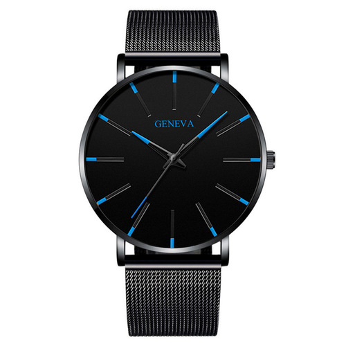 GENEVA cross-border fashion men's quartz watch mesh strap simple casual watch wholesale business watch