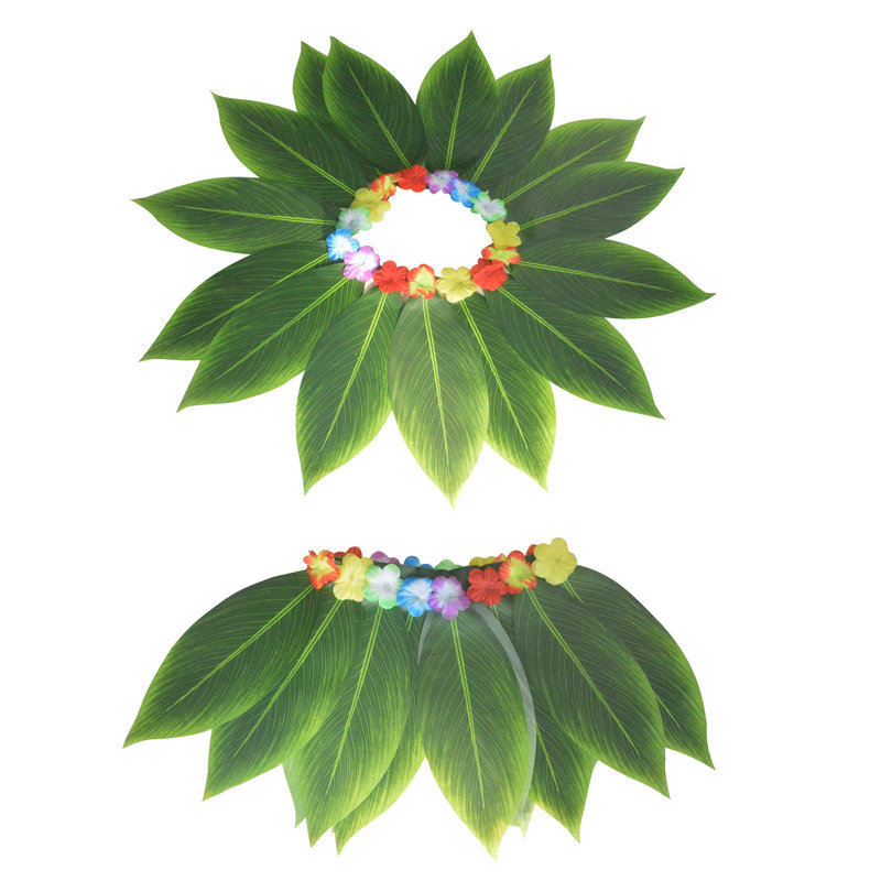 Hoja de falda ropa adulto kindergarten rendimiento femenino masculino parodia boda Hawaiano algas danza ropa conjunto de dos piezas