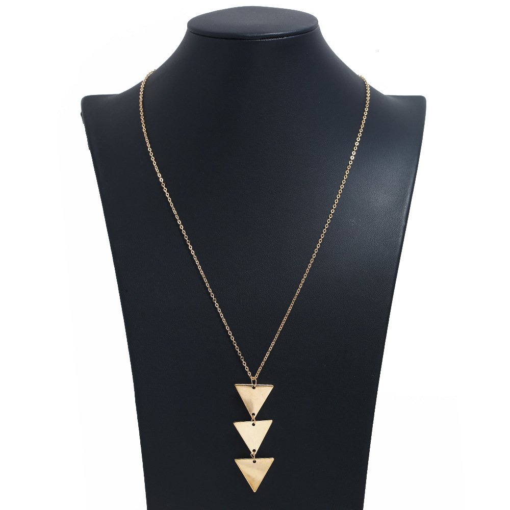 fashion metal geometric Y-shaped pendant long necklace