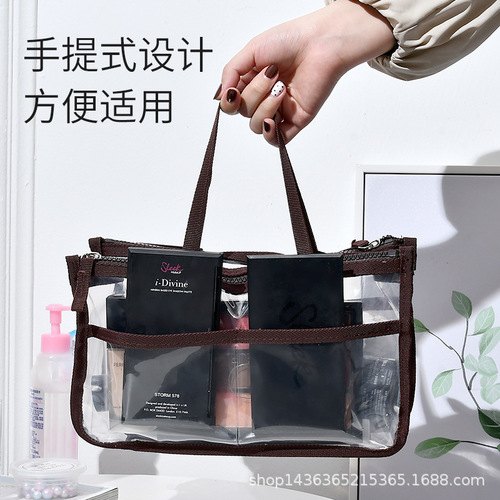 Portable waterproof multifunctional toiletry storage bag double zipper organizer bag bag in bag transparent EVA cosmetic bag