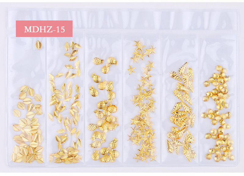 14g Weight Nail Decoration Accessories Nail Supplies 1 Set Quantity Metal Material Geometric Pattern Simple Style Style Factory Mixed New Nail Beauty Ornament Metal Hollow Japanese Star Moon Ocean 6 Grid Nail Decoration 4