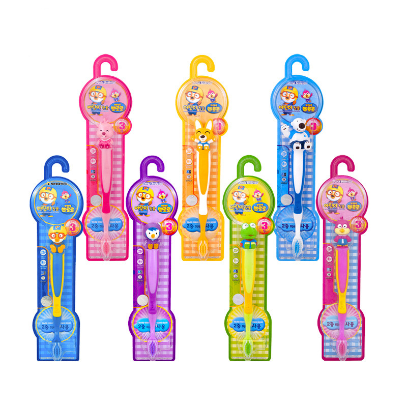 韩国进口 啵乐乐PORORO儿童牙刷软毛3岁以上 卡通立体图案|ms