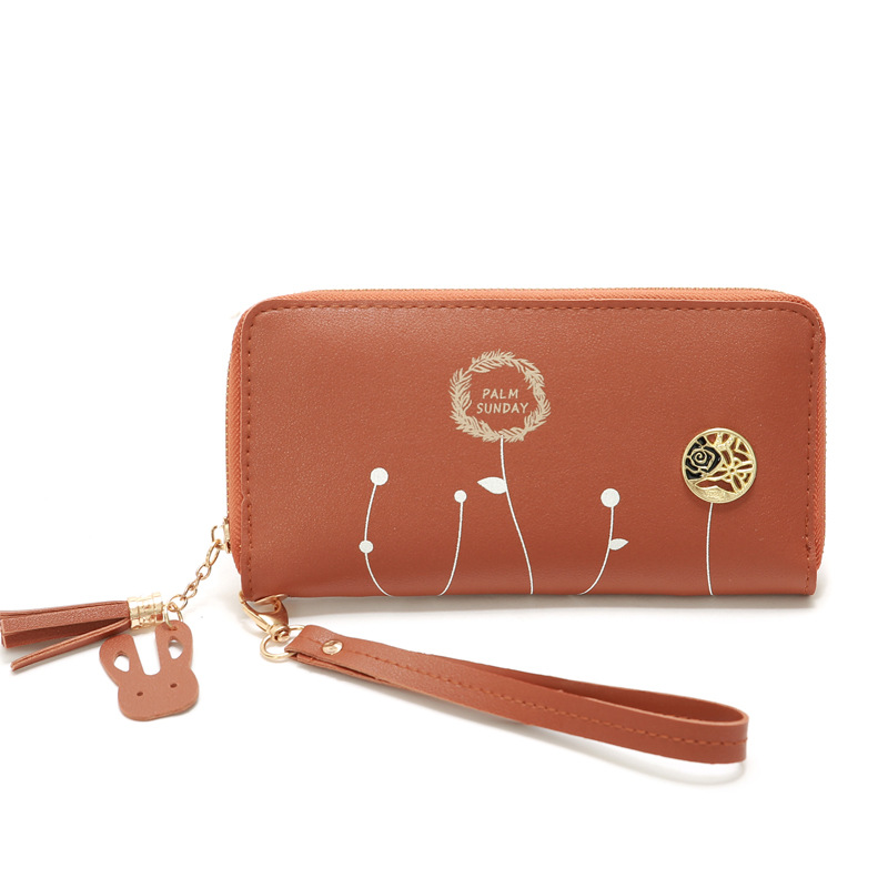 93g Weight Polyester Lining Material Zipper Closure Type Business Occasion Pu Leather Material Solid Color Pattern Women'S Gender Square Shape Dark Grey, Grey, Rose Red, Pink, Green, Blue, Yellow, Black Color Korean Printing Medium Long Single Pull Wallet Wholesale 31