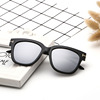 Sunglasses, trend metal glasses, square decorations solar-powered, European style, wholesale