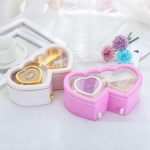 Birthday gift for girls, double heart dancing girl music box, creative music jewelry box, music box girl gift
