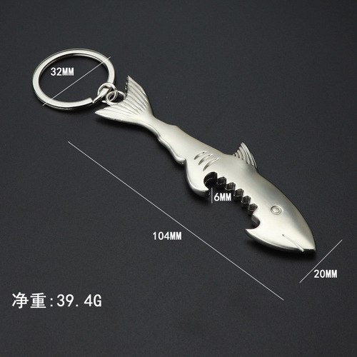 Creative Shark Bottle Opener Keychain Bar Grilling Practical Promotional Gift Marine Animal Bottle Opener Pendant
