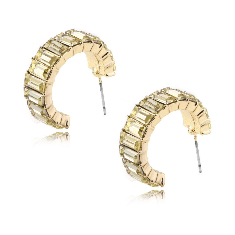 1 Paar Einfacher Stil C-form Überzug Inlay Legierung Künstliche Edelsteine Ohrringe display picture 1