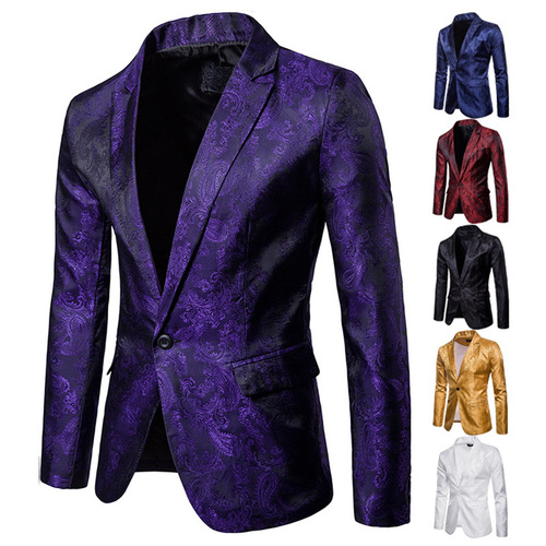  Men's jazz performance suit blazers groomsmen jacket  Men's palace style dark grain design one button with men's West suit
