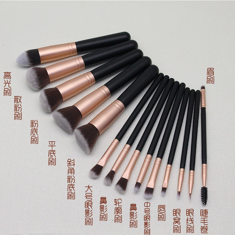 Golden brush contains rose, 14 pieces