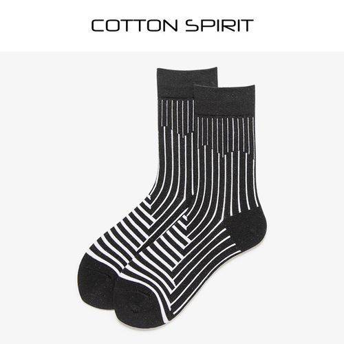 Cotton Spirit Socks Summer Mid-Calf Socks Instagram Trendy Versatile Korean Style Couple's Pair Men and Women High-Calf Trendy Striped Socks