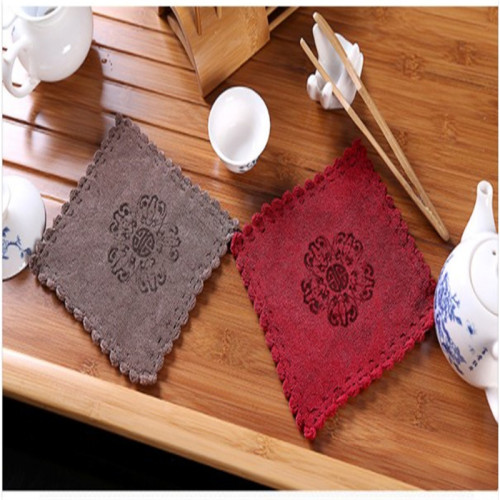 Five Blessings Tea Towel Tea Cloth Thickened Delicate Tea Cup Pad Square Towel Tea Table Cloth Tea Set Store Jian Zhan Gift Logo Making 