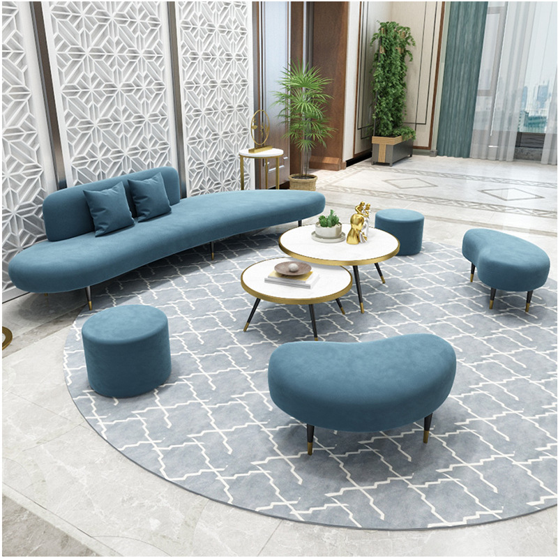 Nordic Living Room Fabric Soft Bag Sofa Coffee Table Complete Set for Office Meeting and Negotiating Leisure Sofa Chair