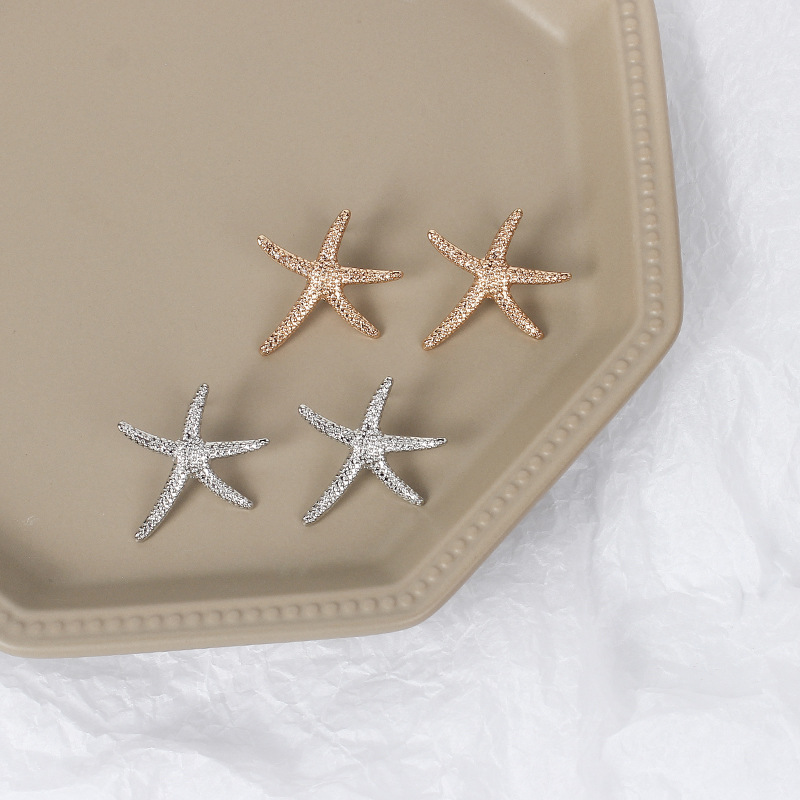 9g Weight Earrings Classification Women'S Gender Gold, Silver Color Shell Seahorse Starfish Gold Earrings 9