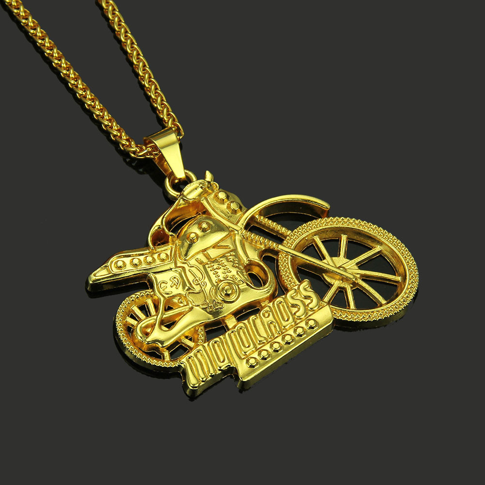 Motorcycle Pendant Necklace For Men Snake Bone Chain Accessory_voghion.com
