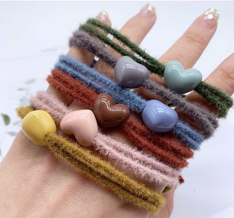 Factory direct sales of hair accessories, hair strings, plush high-elasticity rubber bands, diy fresh color headwear, rubber bands, versatile detail image 8
