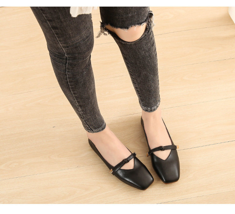 Giày búp bê nữ Mary Jane mũi vuông gót thấp 1-3 cm, form rộng cho chân bè, cỡ lớn — Màu mơ, Màu nâu, Màu đen chi tiết 18
