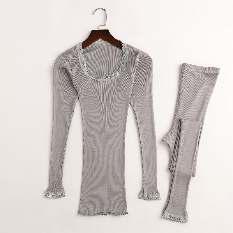 2019秋冬真丝棉弹力女保暖内衣套装薄款舒适桑蚕丝打底秋衣秋裤