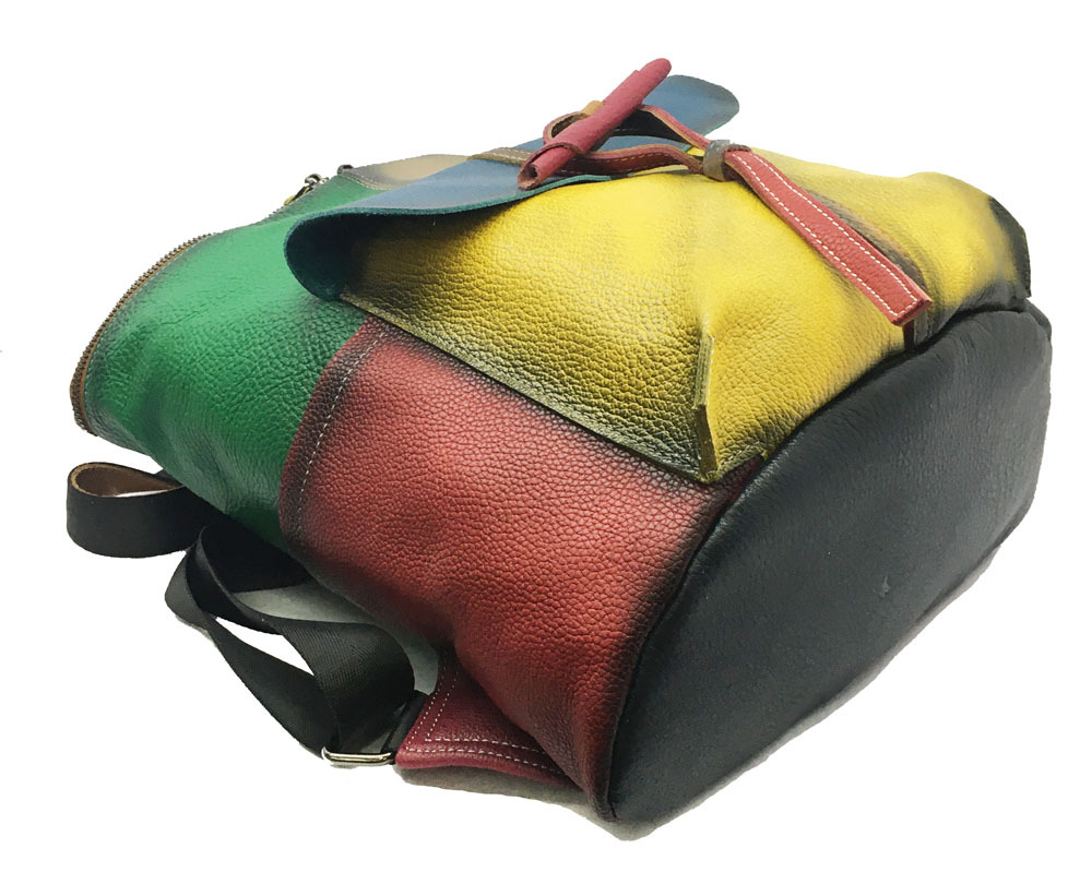 Women's Backpack, Hand Painted Cowhide Bucket Shoulder Bag_voghion.com