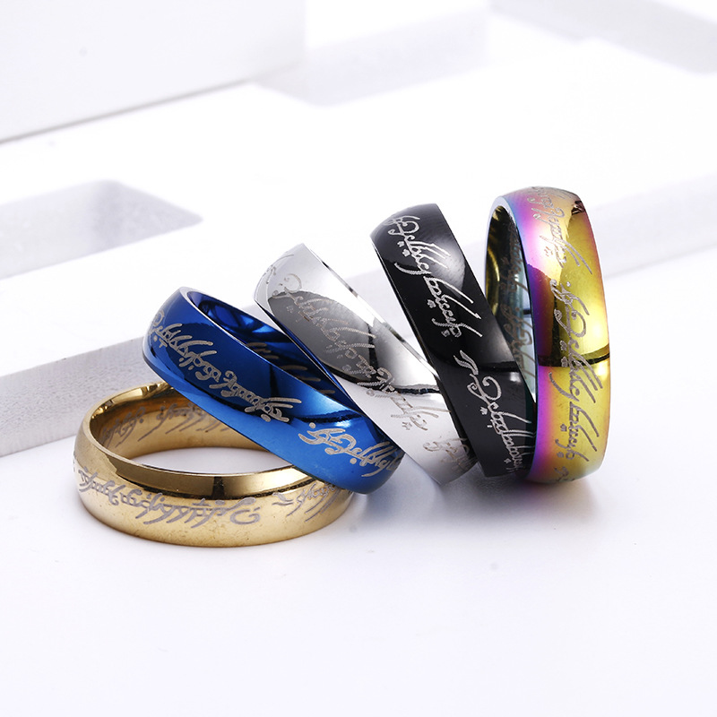 Fashion Letter 201 Stainless Steel Titanium Steel Rings In Bulk display picture 2