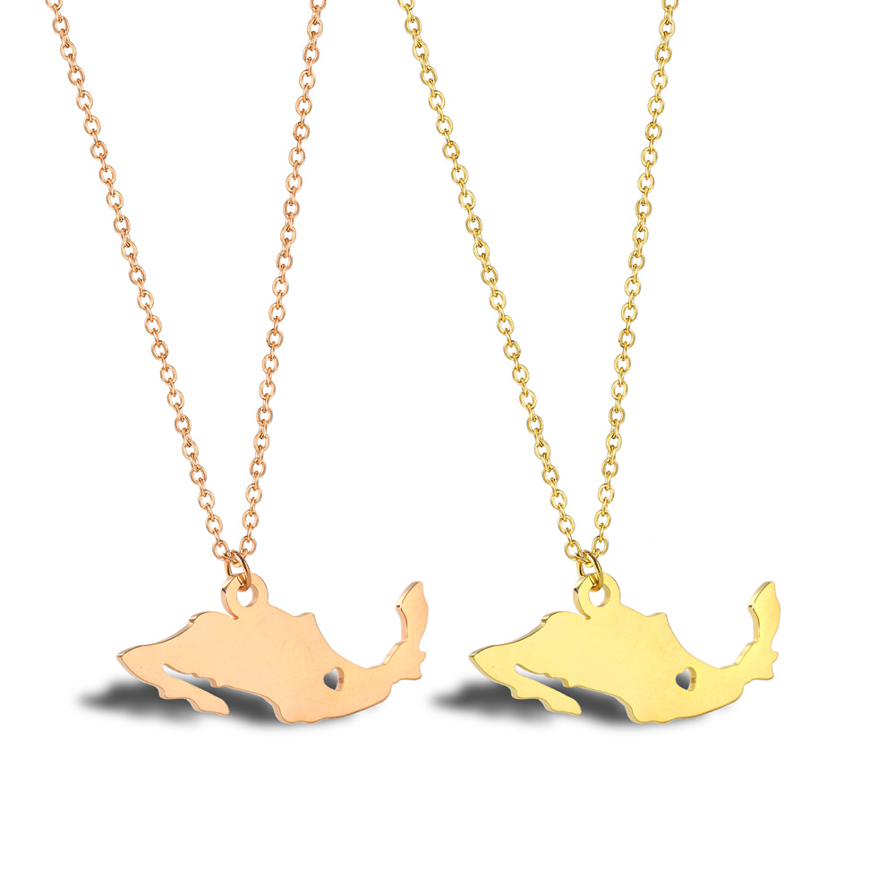 Pendant Necklace Classification 304 Stainless Steel Chain Material Wholesale Jewelry Fashion Map 304 Stainless Steel 18K Gold Plated Plating Stainless Steel Necklaces