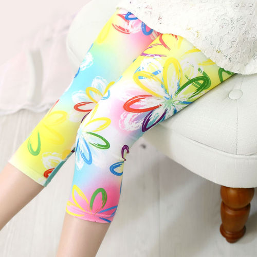 New milk silk elastic girls' leggings print summer thin size for middle and large children, one-piece wholesale
