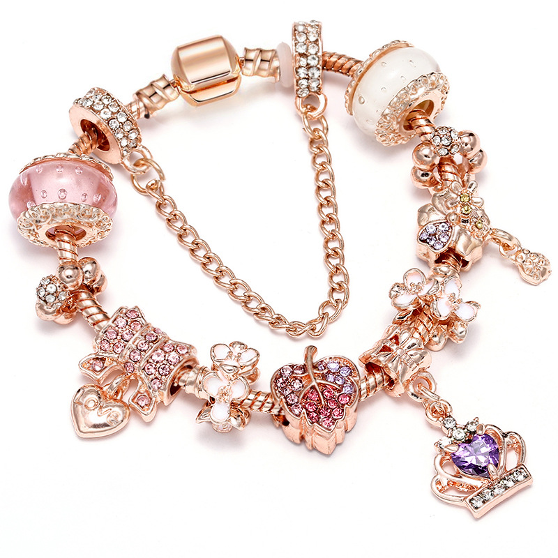 1 Piece Simple Style Heart Shape Flower Copper Plating Zircon Women's Bracelets display picture 5