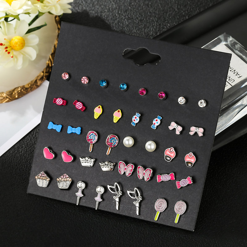 Cute Children&#39;s Candy Color Earrings Set Pearl Angel Drop Oil Earrings Small Jewelry display picture 5