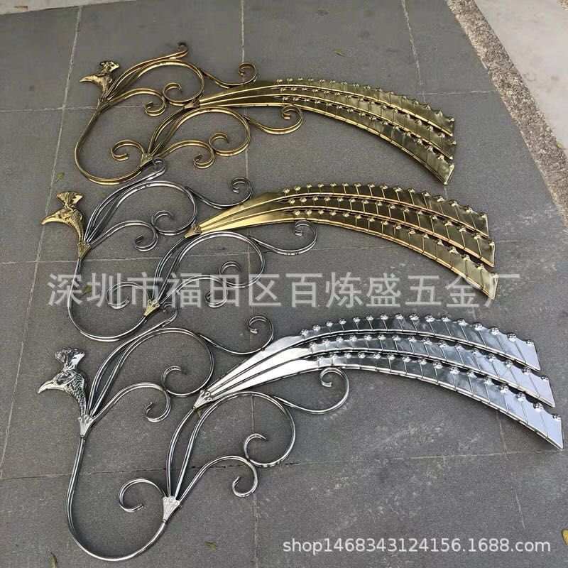 护栏门窗装饰花/正304不锈钢钛金扁管凤凰花/欧式艺术花/装饰配件|ms