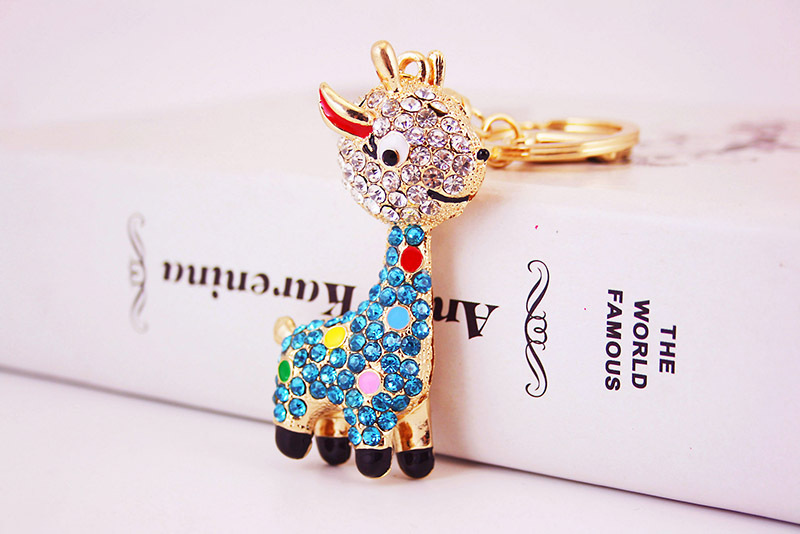 44g Weight Alloy, Metal Material Doll Pattern Unisex Gender Pink, Red, Blue Color Alloy Rhinestone Deer Keychain 6