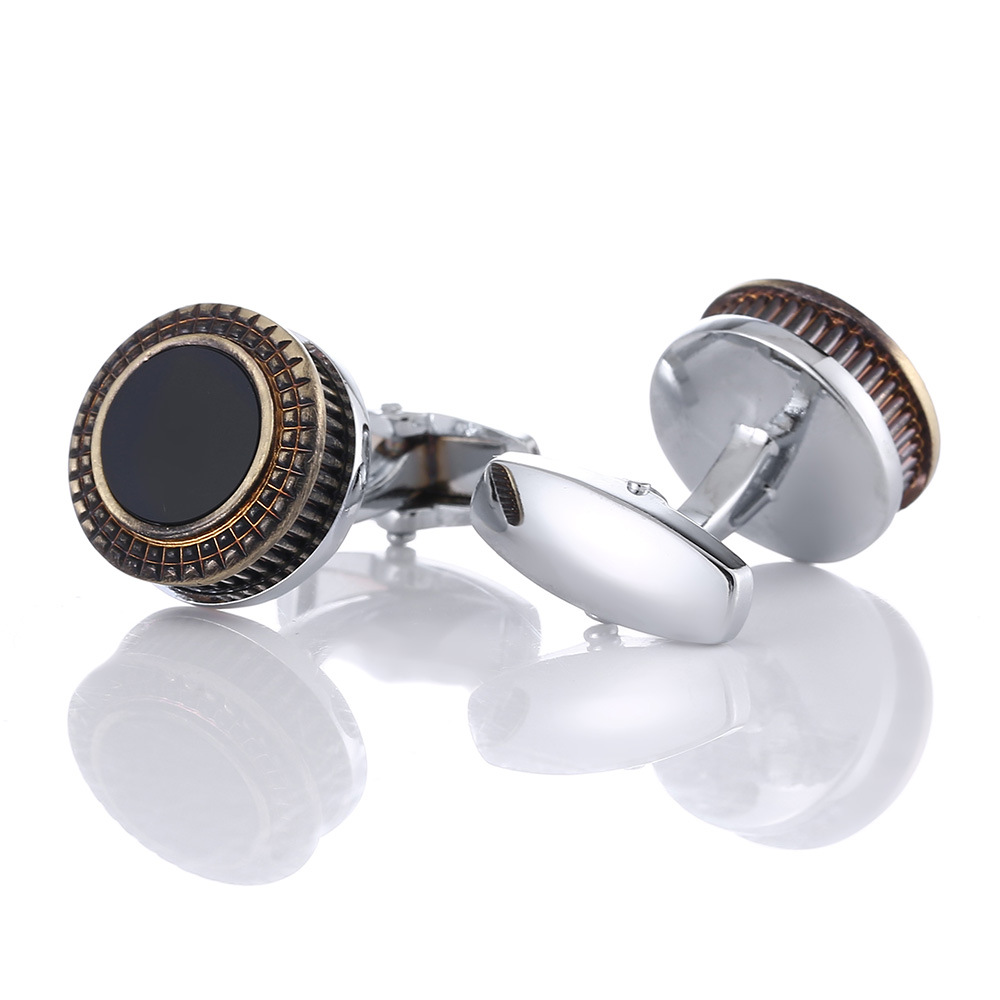 Amazon AliExpress cross-border hot selling cufflinks vintage round men's formal shirt French cufflinks accessories