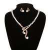 Fashionable accessory from pearl, necklace and earrings, set, European style