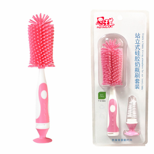 Wholesale silicone bottle brush, nipple brush, infant bottle cleaning brush, 360 degree rotating silicone brush for various bottles