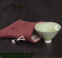 设计新款复古银茶碗收纳包古风银茶壶银盘子银筷子象牙筷子束口袋